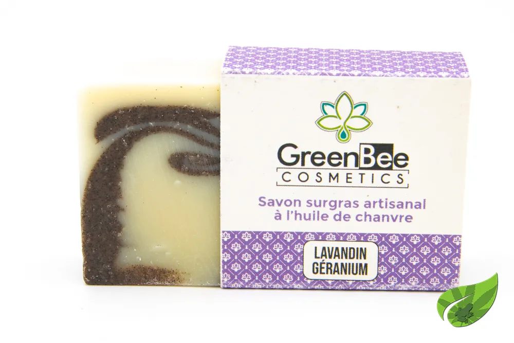 SAVON SURGRAS GREENBEE A L HUILE DE CHANVRE 100GR LAVANDIN/GERANIUM